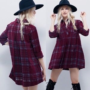 Free People Baby Blues plaid flannel tunic dress